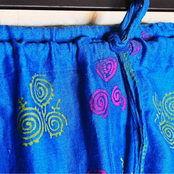 Boho Whimsigoth Casual Blue Harem Cotton Lounge Pants Size Small Medium Large - Picture 3 of 7